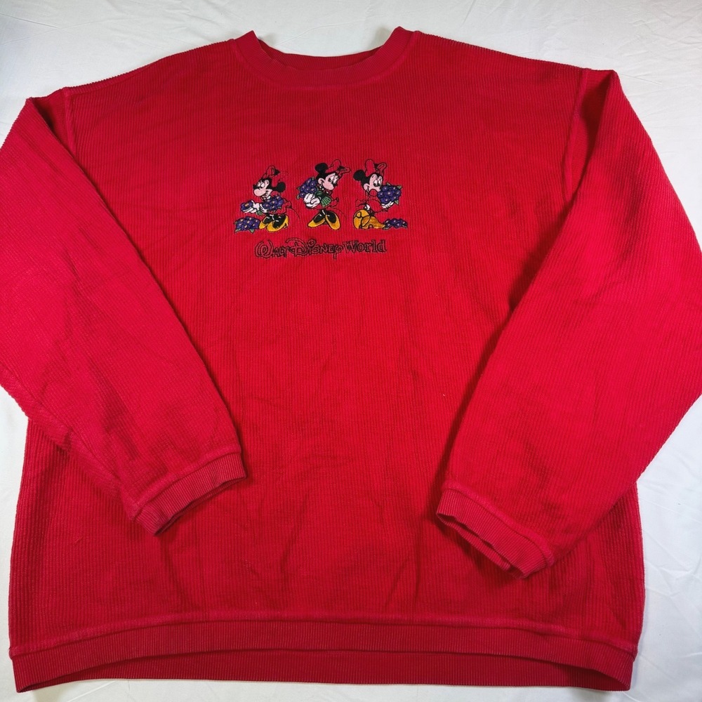 Vintage Disney Embroidered Minnie Mouse Textured Sweatshirt Size Med Russia Made - Picture 2 of 6